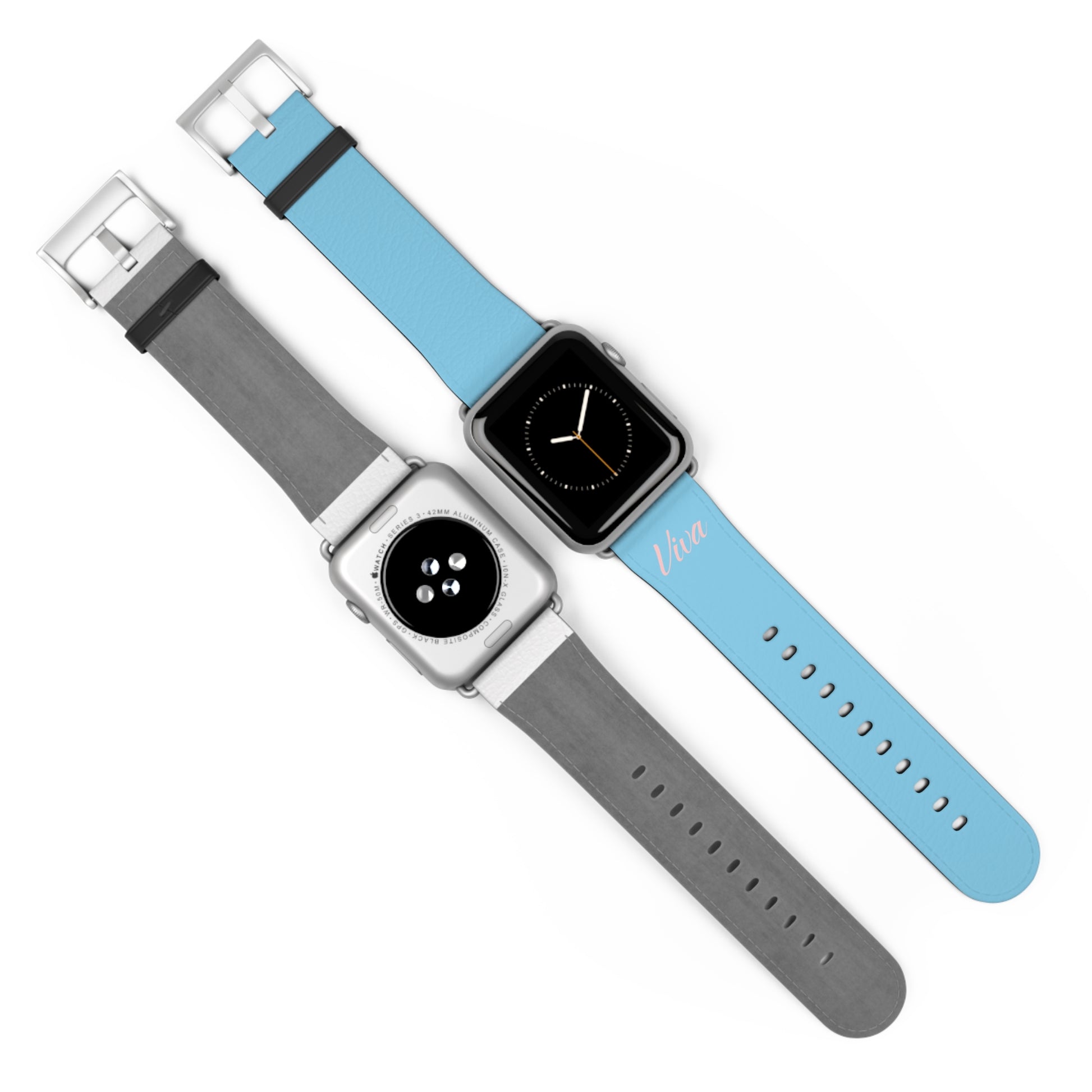 Sky Blue Faux Leather Apple Watch Band - Viva Phone Boutique 