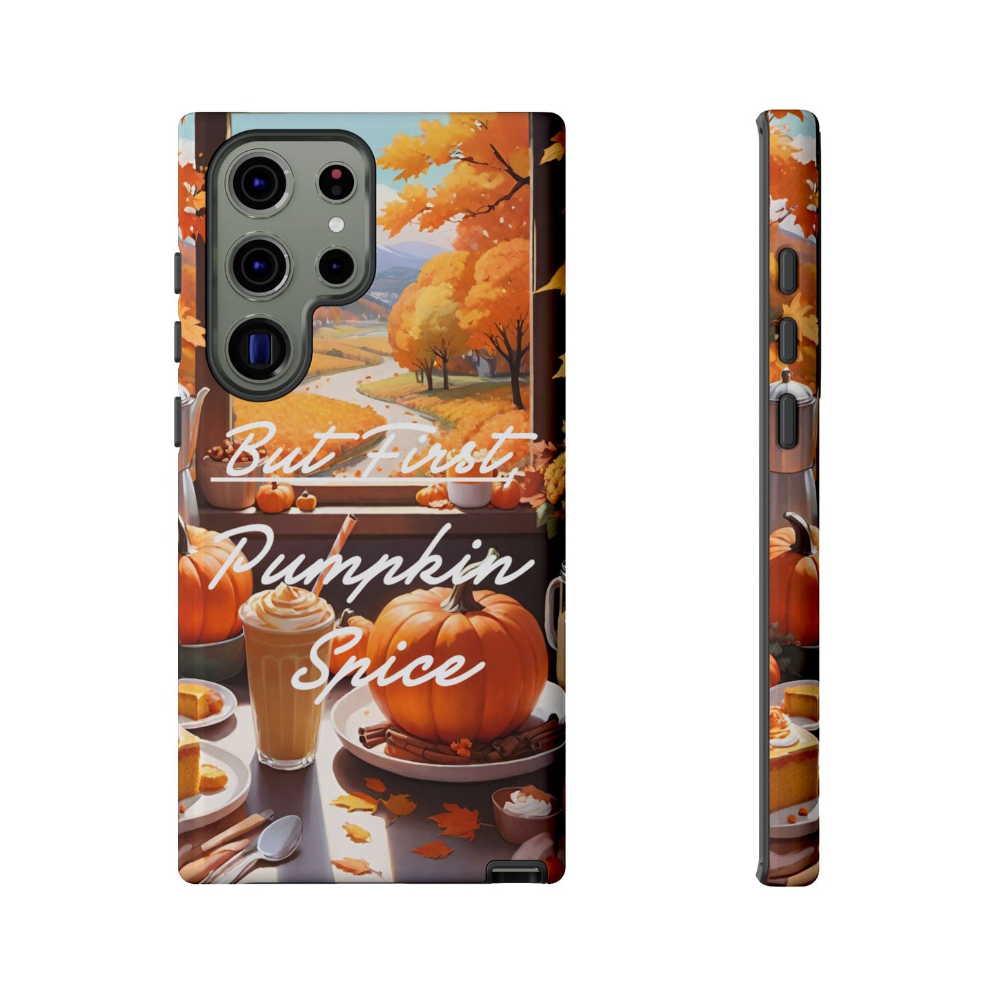 But First, Pumpkin Spice Tough Phone Case - Cozy Autumn Vibes - Viva Phone Boutique 