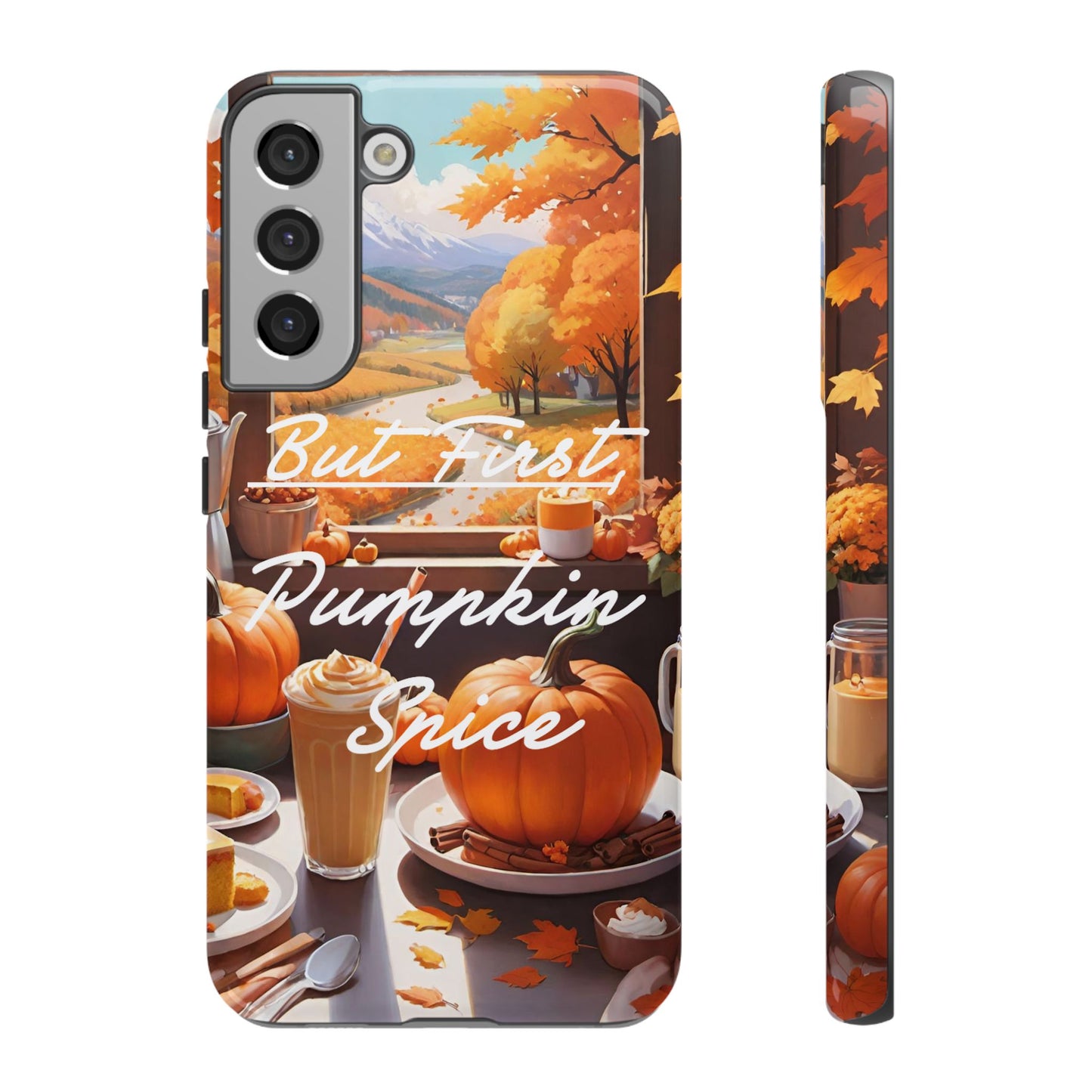 But First, Pumpkin Spice Tough Phone Case - Cozy Autumn Vibes - Viva Phone Boutique 