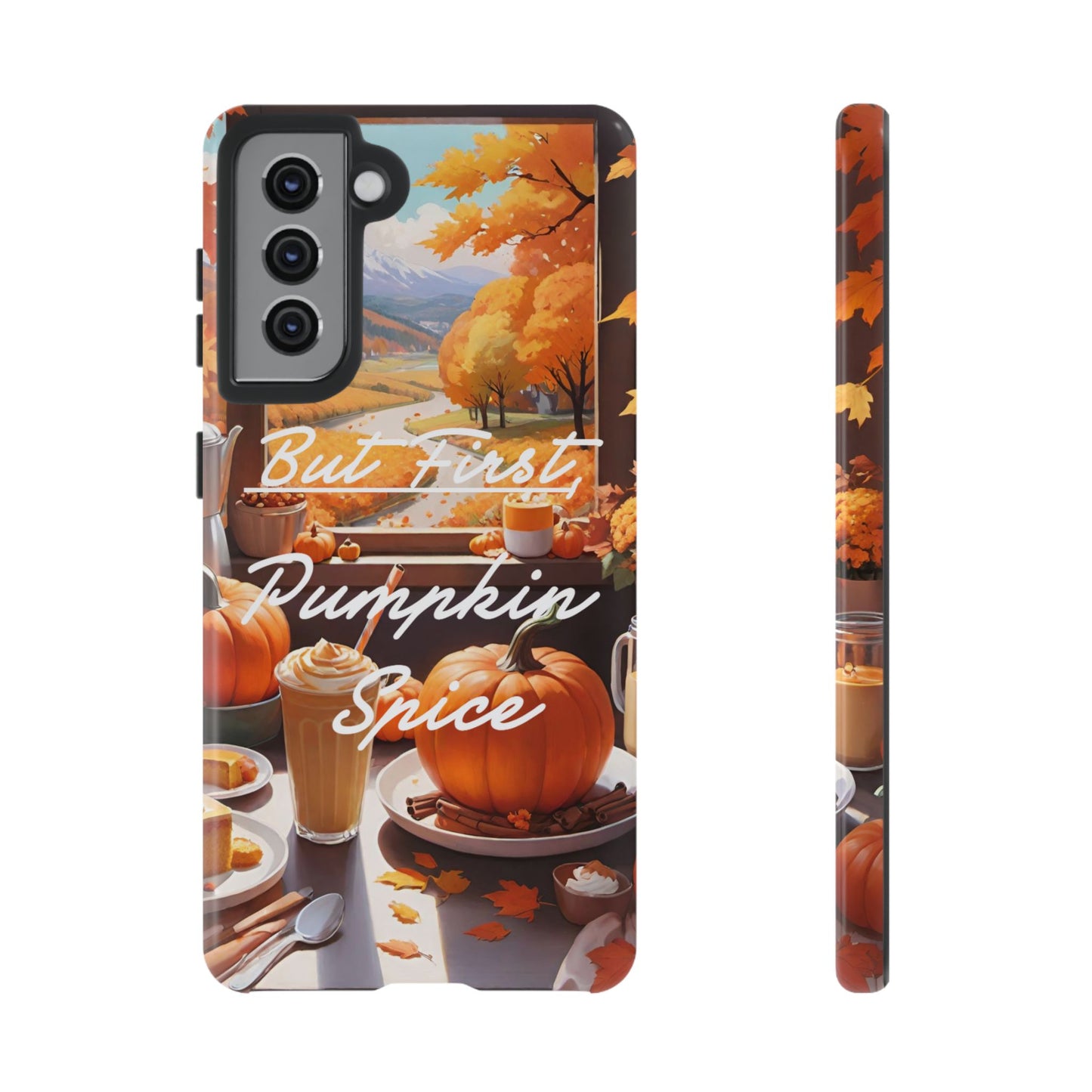 But First, Pumpkin Spice Tough Phone Case - Cozy Autumn Vibes - Viva Phone Boutique 